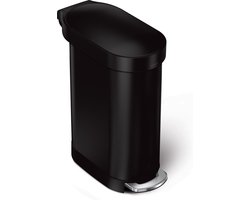 Simplehuman - Prullenbak Slim 45 liter - Zwart - Roestvast Staal