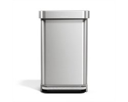 Simplehuman Rechthoekige Pedaalemmer - 45L - Met Zakkenhouder - Zilver RVS
