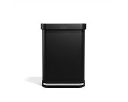 Simplehuman Rechthoekige Pedaalemmer - 55L - Met Zakkenhouder - Mat Zwart RVS