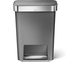 Simplehuman Rechthoekige Pedaalemmer van 45 Liter - Met zakkenhouder - Grijs - Kunststof
