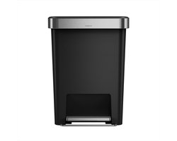 Simplehuman Rechthoekige Pedaalemmer van 45 Liter - Met zakkenhouder - Zwart - Kunststof