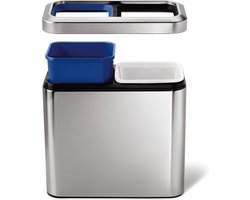 Simplehuman Rectangular Prullenbak - 10+10l - RVS - Zilver