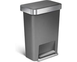 Simplehuman Rectangular Prullenbak - 45 l - Kunststof - Grijs - Met Liner Pocket