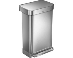 Simplehuman Rectangular Prullenbak - 45L - Liner Pocket - RVS