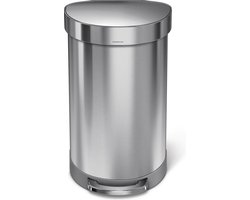 Simplehuman Semi Round Prullenbak - 45 l - Rvs - Zilverkleurig