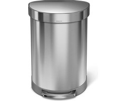 Simplehuman Semi Round Prullenbak - 60 l - Rvs - Zilverkleurig -  Incl Liner Pocket