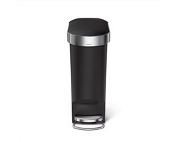 Simplehuman Slanke Plastic Pedaalemmer - 40 liter - Met zakkenrand - Zwart Kunststof
