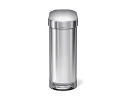 Simplehuman Slimline prullenbak - 45 Liter - Zilver RVS