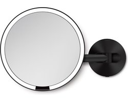 Simplehuman - Spiegel met Sensor Ø 20 cm 5x Vergroting Wandbevestiging Netstroom - Zwart - Staal