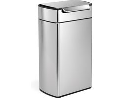 Simplehuman Touch Bar Prullenbak - RVS - 40 l - Zilver