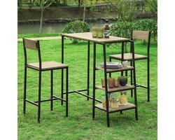 Simpletrade Bartafel - Tuinset - 2 barkrukken - Hout - 110x100x45 cm