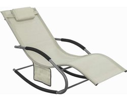 Simpletrade Ligstoel - Ligbed - Ademende stof - Geïntegreerde zijzakken - Lichtgrijs - 62x158x50 cm