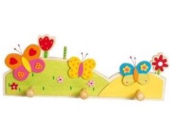 Simply for Kids Kapstok Vlinder - Wandkapstok met 3 Haakjes - Modern Design - Houten Decoratie voor Kinderkamer
