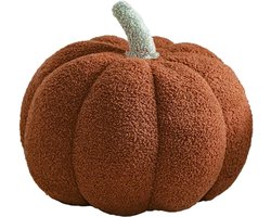 Simulatie pompoen bankkussen, Halloween pompoen decoratief kussen, pompoen knuffel, bank pompoen knuffel, Halloween huisdecoratie bankkussen decoratie, bruin, 35 cm