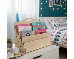 Simux Carry Montessori Boekenkast Kind – Kinderboekenkast 4 Vakken – Houten Kinderkamer Opberger – Esdoorn