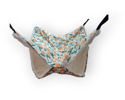 Sinaasappelmotief dubbeldekker - hangmat voor knaagdieren - Ratten, hamsters en degoes - 29 x 29 cm - Super zacht