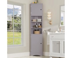 SINGULARITY Badkamermeubel - 36,5 x 24,5 x 170 cm - driehoekig - volledig gelakt - vochtbestendige lak - verstelbare legplanken - ruimtebesparend - Grijs