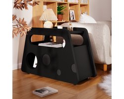 SINGULARITY Bijzettafel - op wielen - Zwart - Veilig rond ontwerp - Ruimtebesparend - 81x33x51,5 cm