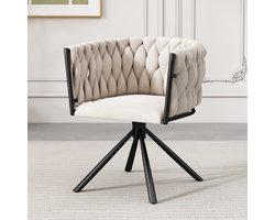 SINGULARITY Eetkamerstoel — Fluwelen stof — Single — draaibaar — metalen vierpoot — Beige