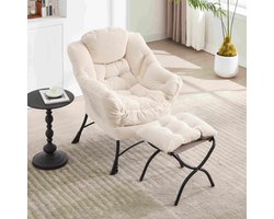 SINGULARITY Fauteuil-Loungestoel-met-armleuningen en zijvakken-Lounge Sofa Stoel-met-voetsteun-Wit