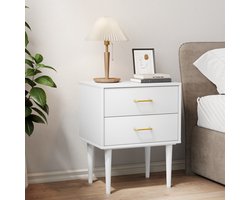 SINGULARITY Nachtkastje-met-2-Lades-Wit-Houten-Poten-1 st.