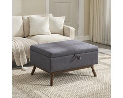 SINGULARITY Opbergkrukje - Voetenbankje - Mid Century Modern - Vierkant - Kan gebruikt worden als salontafel - Donkergrijs