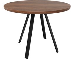 SINGULARITY Ronde eettafel (80 x 80 x 75 cm) - voor 4 personen - rond - metalen poten - walnootkleur - tafelblad en zwarte poten