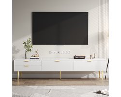 SINGULARITY TV-meubel - Met laden en Deuren - Woonkamermeubel - Gouden Handgrepen en Poten - Wit