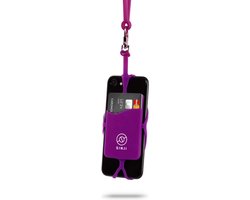 Sinji Telefoonhouder met koord - Rekbaar - Universeel - Telefoon Nek Strap - Pashouder - Paars