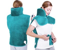 Sinnlein - Elektrische schouder en rug verwarming - rugwarmer - rugverwarmer elektrisch - nekwarmer - nekverwarmer - warmtekussen - warmtekussen nek en schouder - 60 x 85 cm - turquoise