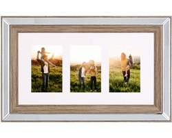 SINTA - Fotolijst Voor 3 - Zilver - Staand, Liggend - 50 cm - Glas