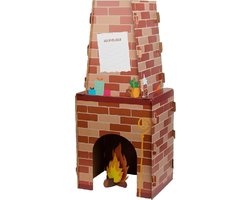 Sinterklaas / Kerst SCHOORSTEEN XL - Rood / Multicolor - Knutsel Pakjes Haard van Golfkarton - 40 x 100 cm - Knutsel Pak - Pakjesavond - Pieten