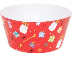 Sinterklaas kom / snackbakje - Rood - Kunststof - Ø 15 cm - Set van 2 - Sint servies