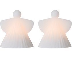 Sirius Asta - Lichtgevende engeltjes - Kerst - LED lampjes - sfeer - kerst decoratie - wit - Set van 2 (10cm)