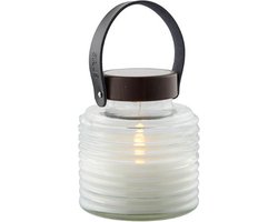 Sirius Home Aston Lantaar - verhard glas/bruin - H16cm - B14cm - LED Zonne energie - BUITEN (incl. afstandbediening)