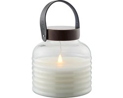 Sirius Home Aston Lantaar - verhard glas/bruin - H35cm - B 20cm - LED Zonne energie - BUITEN (incl. afstandbediening)