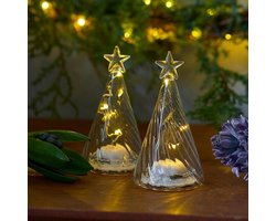 Sirius Home - Wave Tree - led decoratie - set van 2 glazen boompjes - H 9 cm
