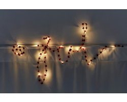 Sirius Ina lichtsnoer Kerstverlichting pompom - 20 LED lampjes - 2 meter + 30 cm - Rood - Goud