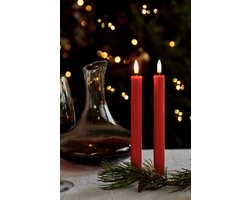 Sirius - LED-Dinerkaarsen 'Sille' (20cm hoog, Set van 2) - Kerst - Rood