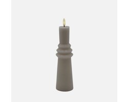 Sirius Sille Geometric Nordic LED Kaars – Stompkaars Geometrisch Ø6x22cm - Warm Gray/beige/bruin