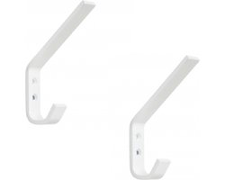SIRO Kapstokhaak - 2x - wit - aluminium - 7,8 x 1,18 cm - single haakje - jashaken