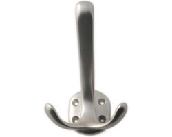 Siro kapstokhaken - dubbele haak - aluminium - 11cm - wandhaak - jashaak
