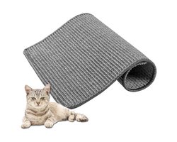 Sisal Katten Krabmat - Meubelbescherming - Krabbescherming voor Tafel en Stoelen - Eenvoudig aan te Brengen - Beschermt Banken, Tapijten, Muren - Voor Meubels en Deuren - Grijs - 30x40 Cm - 1 Stuk