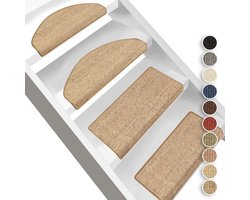 Sisal Traptreden Matten Set - Natuurlijke, Robuuste Vloermatten voor Trap - Inclusief Zelfklevende Bevestiging - 65 x 23,5 cm