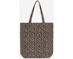 Sissy-Boy - Bruine canvas shopper met leopard print