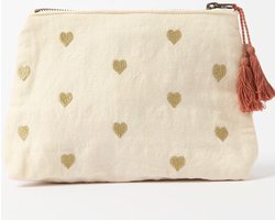 Sissy-Boy - Crèmekleurige toilettas met gouden hartjes