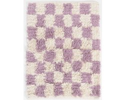 Sissy-Boy - Lila geblokte badmat - 100% Katoen - 50x70 cm