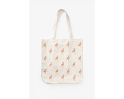 Sissy-Boy - Off white canvas shopper met flamingo