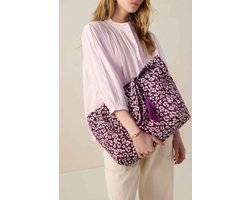 Sissy-Boy - Paarse jacquard shopper met leopard print