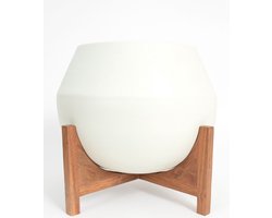 Sissy-Boy - Witte plantenpot met houten standaard